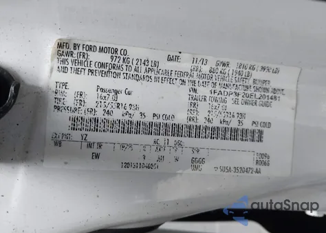 2014 Ford Focus Se z USA, uszkodzony, nr VIN 1FADP3F20EL201481